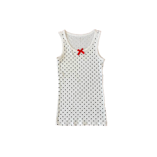 cherokee white polka dot tank top XS