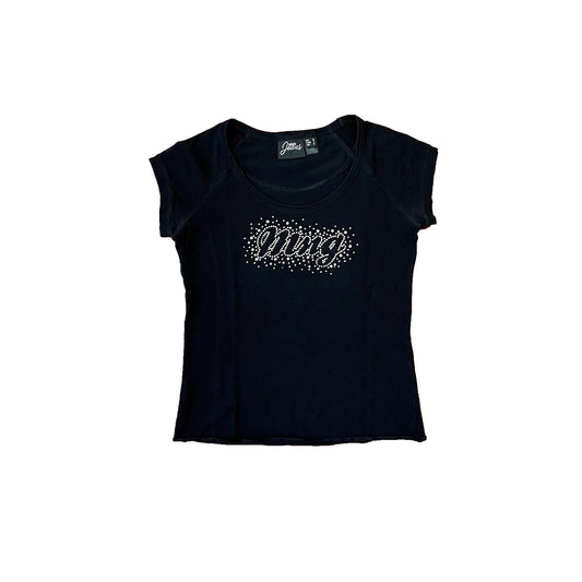 mango black rhinestone baby tee S