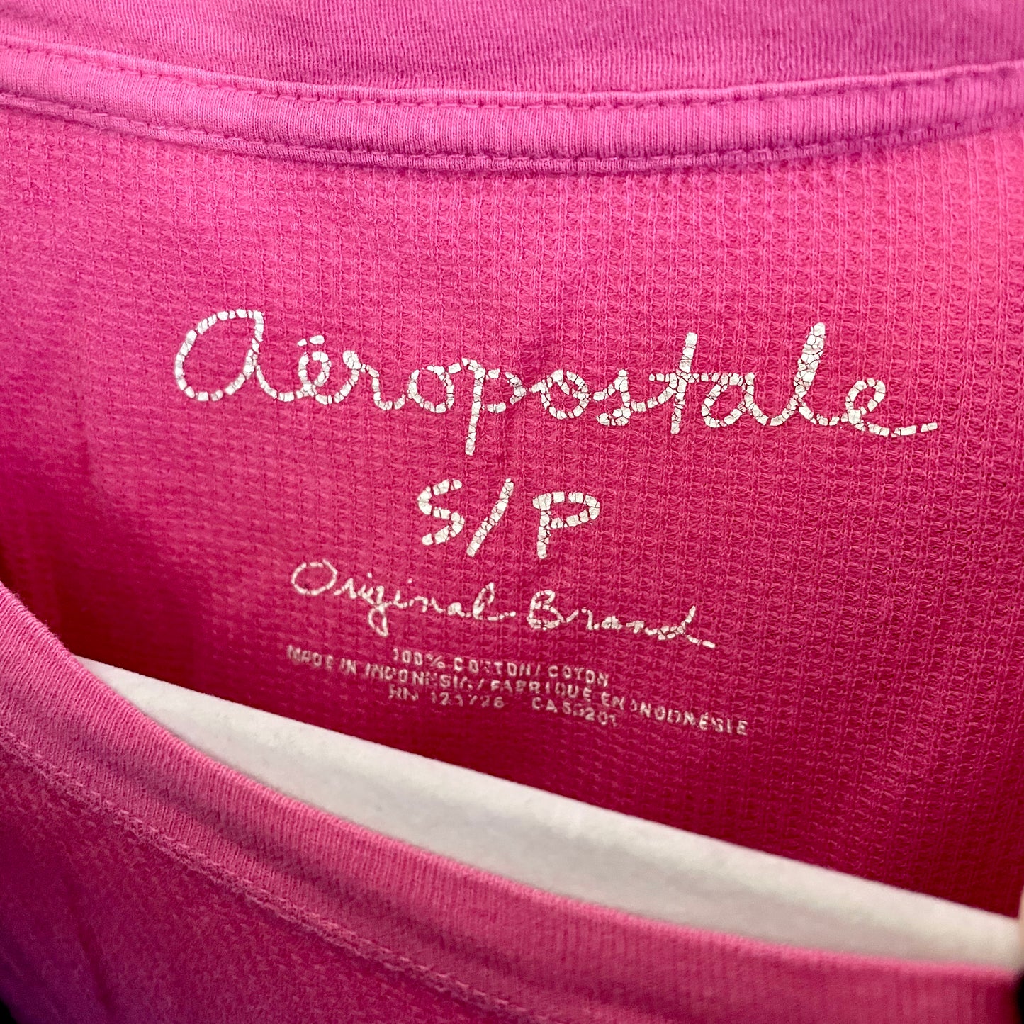 aeropostale pink logo thermal long sleeve S