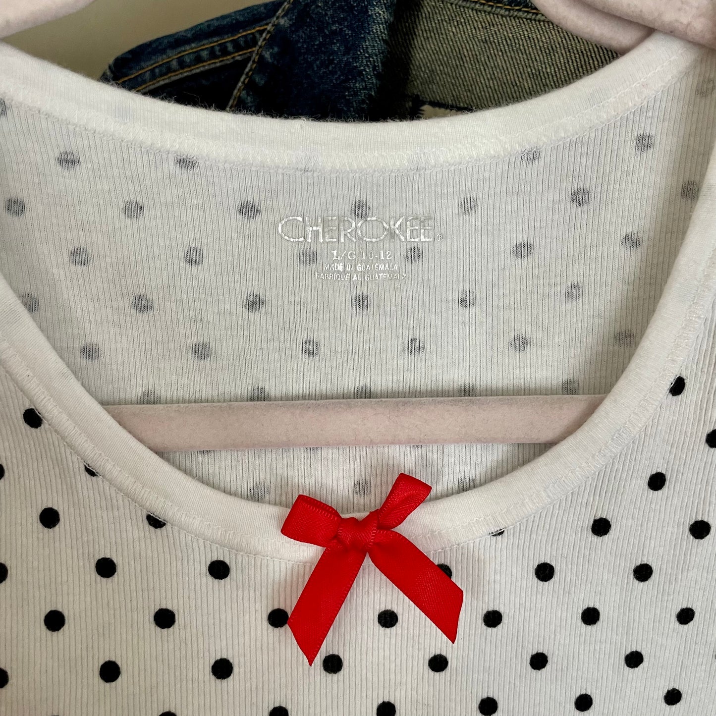 cherokee white polka dot tank top XS