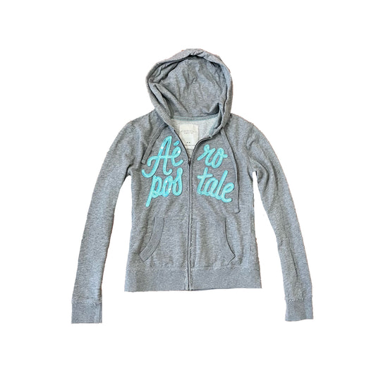 aeropostale gray zip up sequin hoodie