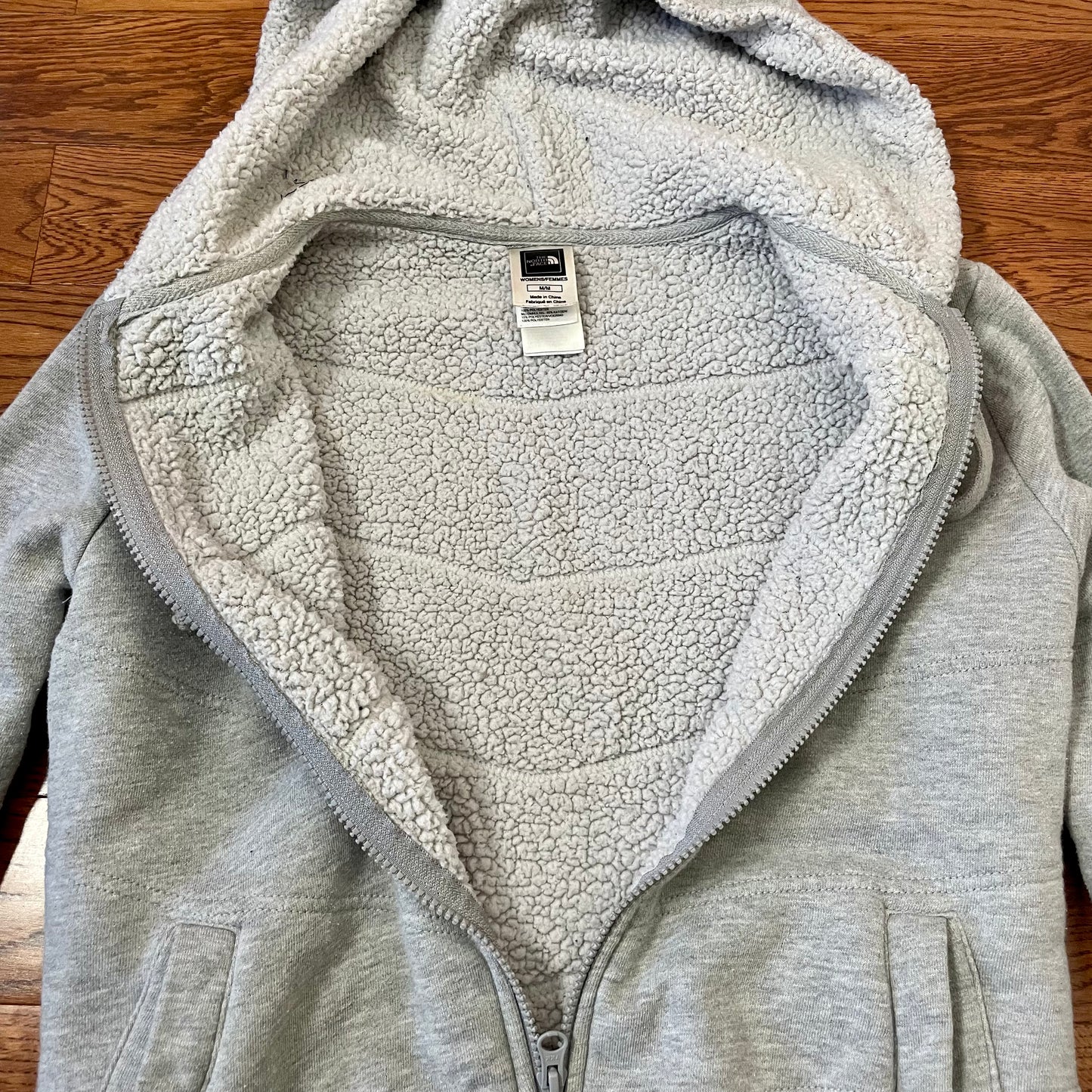 #NEWITEM north face gray sherpa lined hoodie M