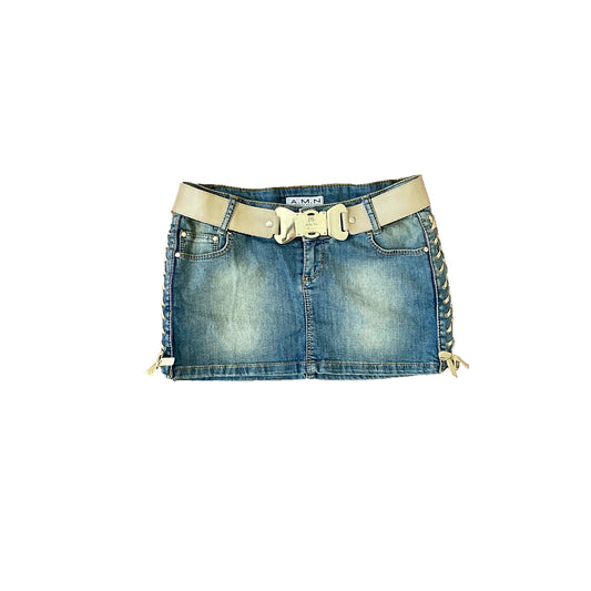 amn milano mini jean skirt with belt