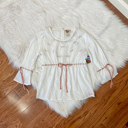 o’neill embroidered babydoll blouse S