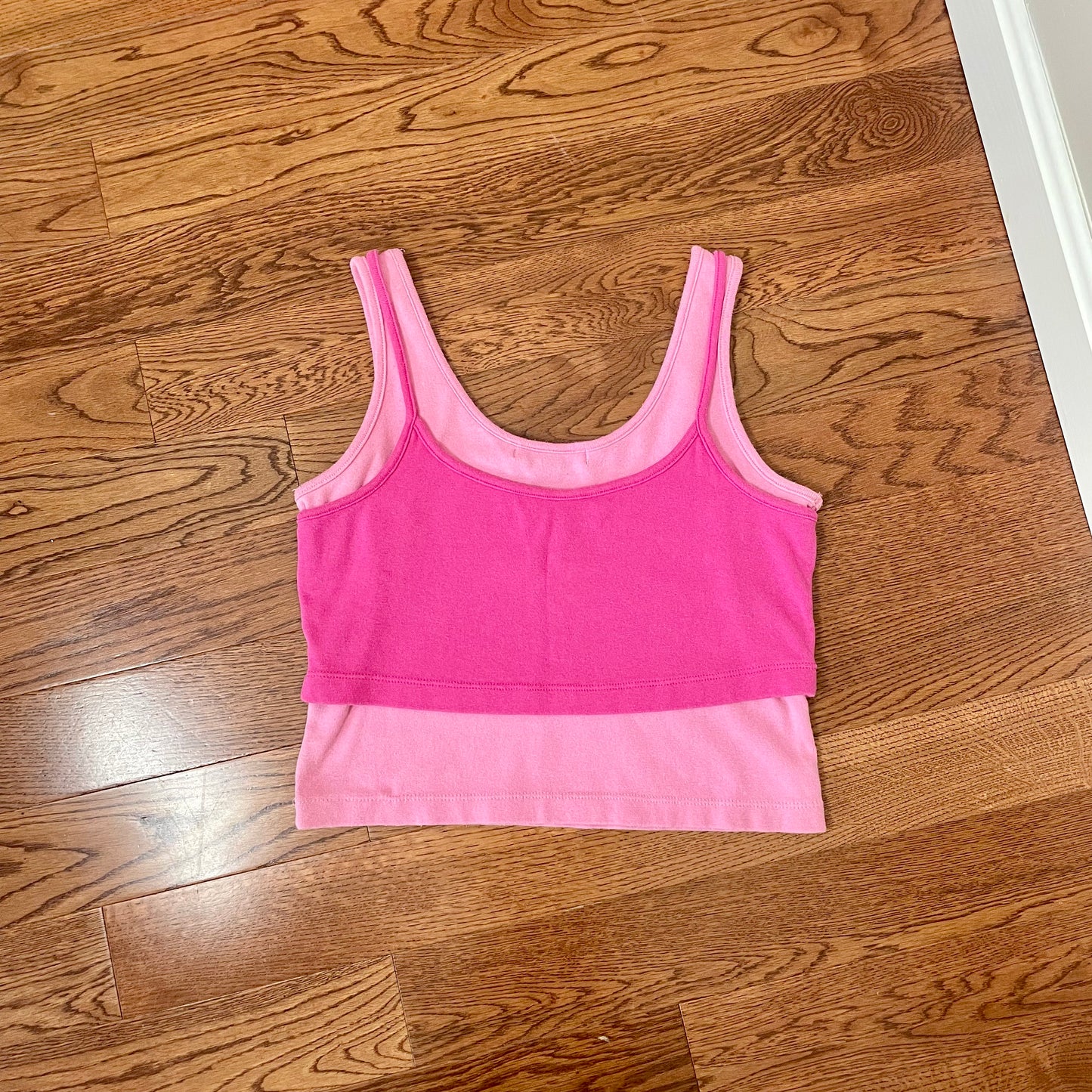 no boundaries pink double layered tank top M