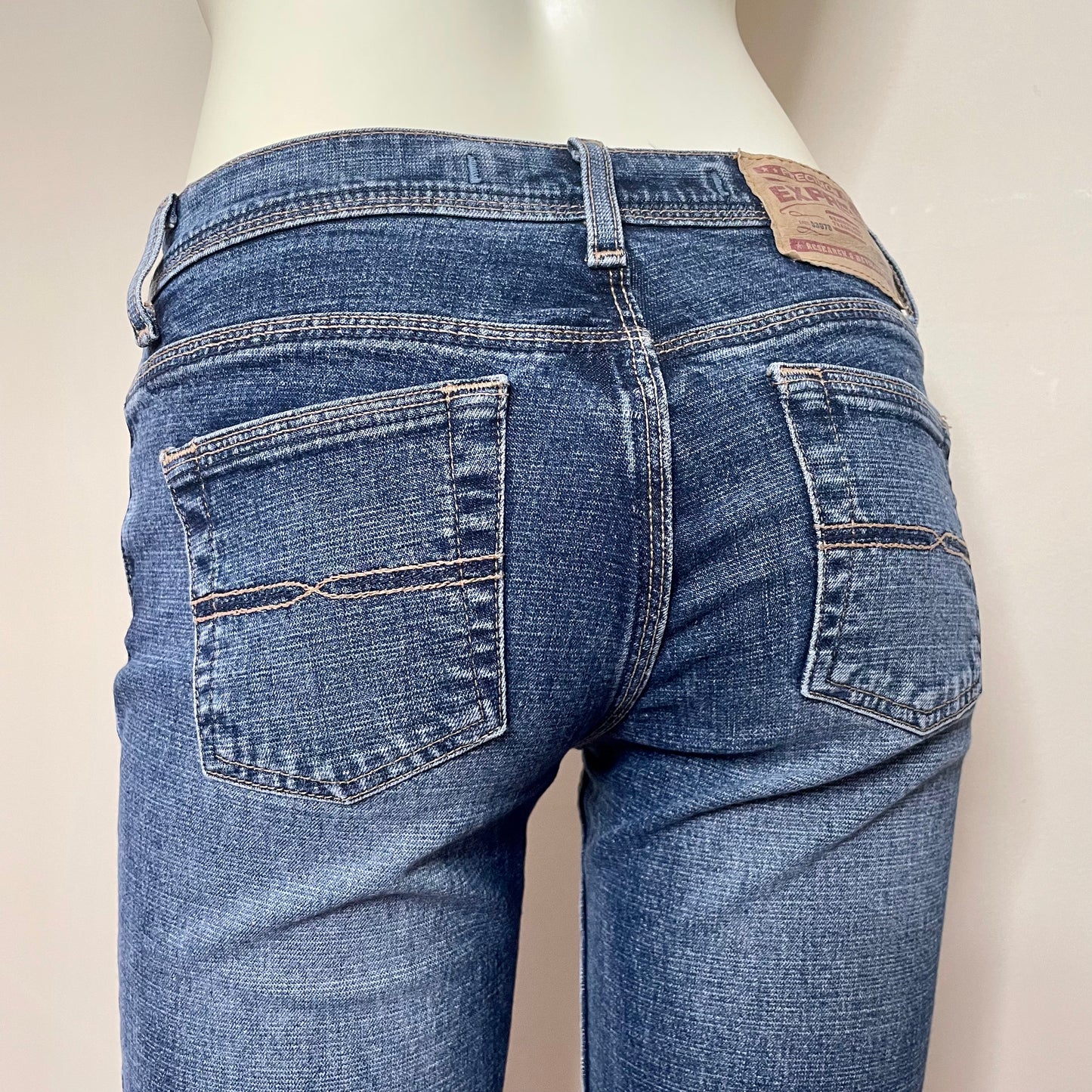 express boot cut dark wash jeans 1/2s